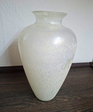 Gro&szlig;e Vintage Murano Glas Vase Champagner Matt Scavo Mid Century Italien 30cm