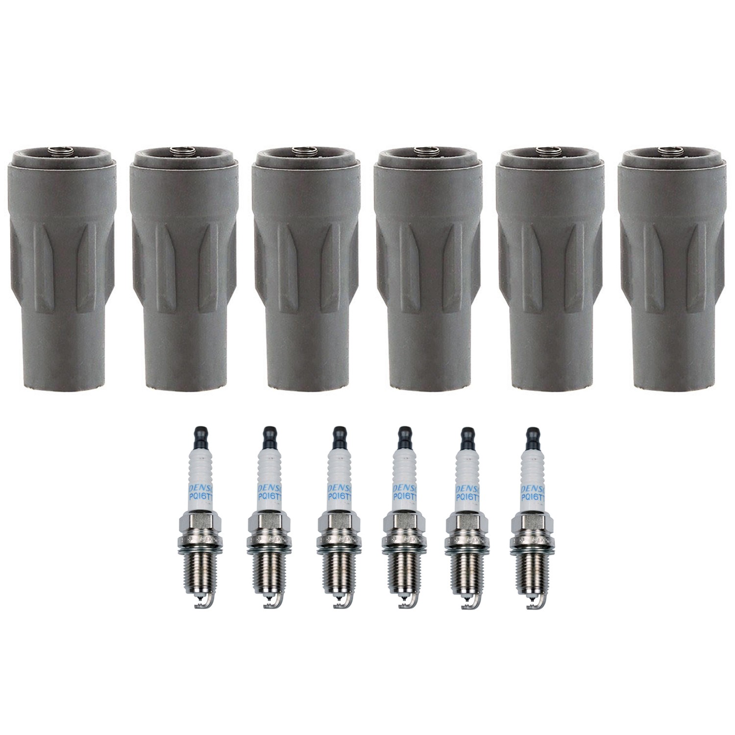 Denso 6 Platinum TT Spark Plugs 6 Coil Boots Kit for Nitro Shock Detonator V6