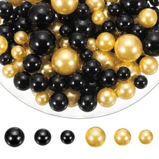 150 Pcs Pearl Bead for Vase Filler, 20/14/10mm Floating Beads(Black Yellow)