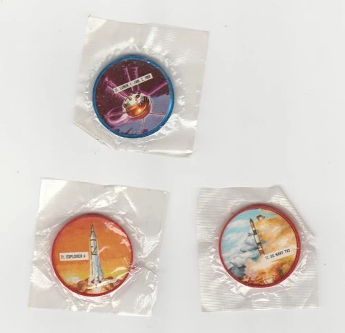 1960s KRUN-CHEE SPACE ORBIT COINS LOT OF 3 IN ITS ORIGINAL CELLO PKG. MINT LOT 2