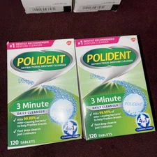 Set Of 2 Polident 3 Minute Denture Cleanser Tablets 120 Count Ea Box
