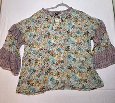 a.n.a A New Approach Blue Ruffled 3/4 Sleeve Blouse XL