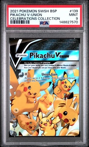 2021 POKEMON SWSH BLACK STAR PROMO CELEBRATIONS COLL #139 PIKACHU V-UNION PSA 9