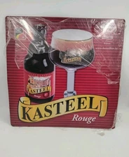 VINTAGE KASTEEL ROUGE BEER SIGN TIN TACKER CASTLE BREWERY BELGIUM 15 3/4×15 3/4