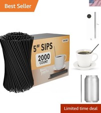 Sleek Black Plastic Stirrer Straws - 2000 Count, Perfect for Mixing and Sipping