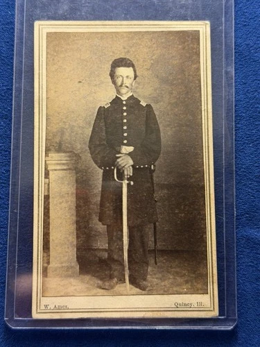 Civil War CDV 138 Illinois George F Smith Standing With Sword 1st Lieutenant IDD