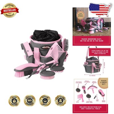 Complete Horse Grooming Kit 7-Piece w/ Organizer Tote - Professional Equine Care
