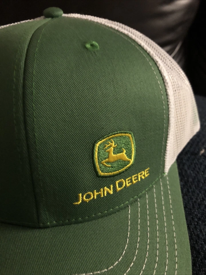 John Deere Green/White Mesh Trucker Hat Adjustable SnapBack One Size New w/ Tags - Image 2 of 4