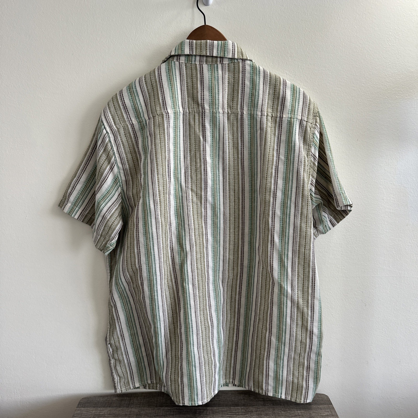 Rhythm Men’s XXL Vacation Stripe Button Up Shirt Cotton&Linen