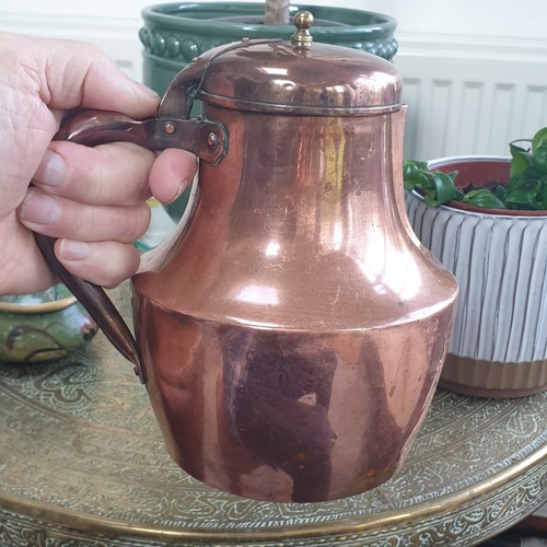 Vintage Copper Jug with Lid Rustic Water Pitcher Ale Flagon Farmhouse Decor - Picture 12 of 20