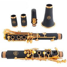 Bb Clarinet Lacquer Gold 17 Keys Sib Klarnet Black Clarinete E111..