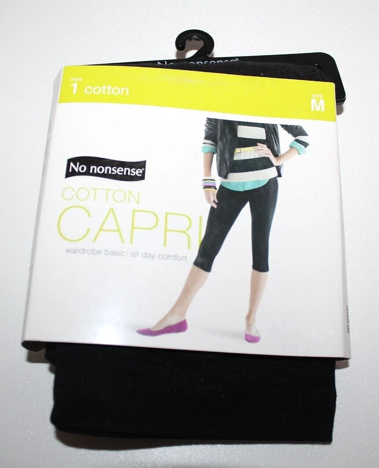 No nonsense Women's Black One Pair Cotton Capri Leggings - S, M, or L - Image 3 of 4