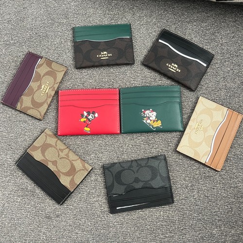 NWT COACH Slim ID Card Case In Signature Canvas or Leather - Variations Colors - 第 1/51 張圖片