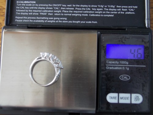 14k White Gold 5 Stone CZ Anniversary Wedding Band Ring Size 10 Weight 4.6 Grams - Picture 12 of 12