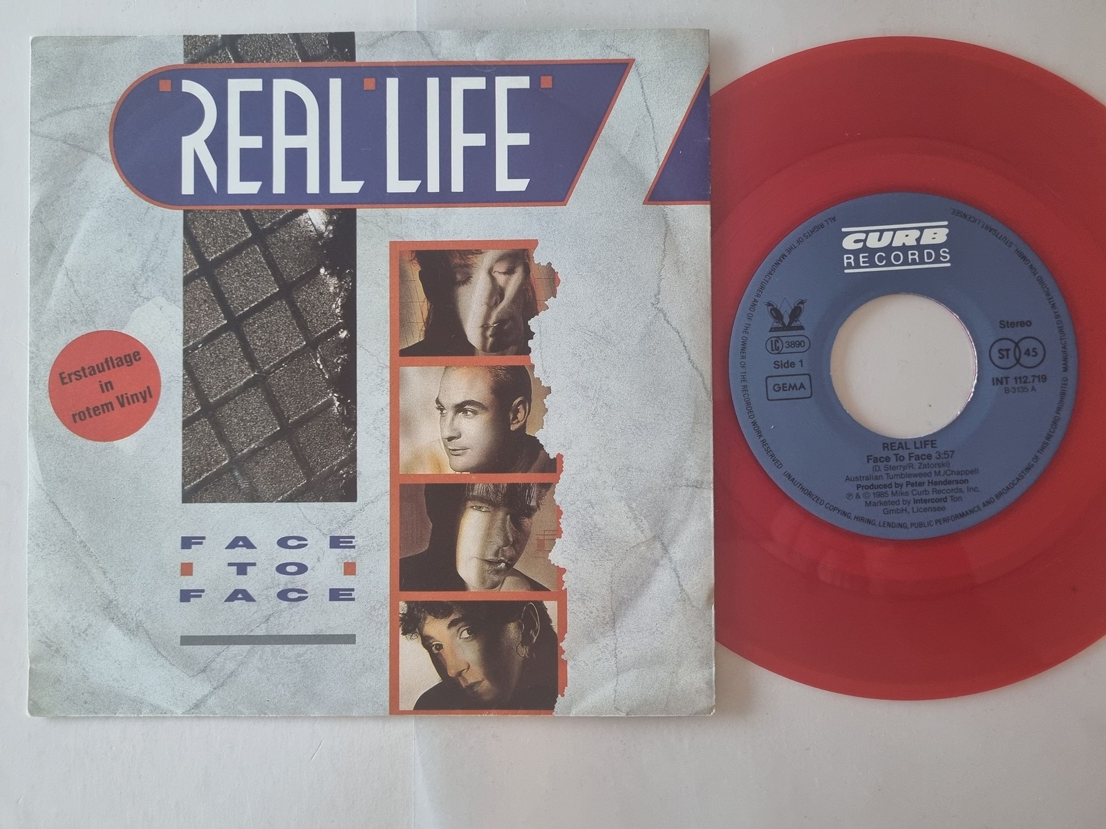 Real Life - Face to face 7'' Vinyl Germany RED VINYL