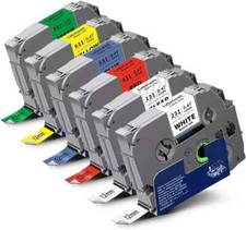 6PK Label Maker Tape 12mm Laminated for Brother P-Touch TZ-231 TZe-231 PT-D210