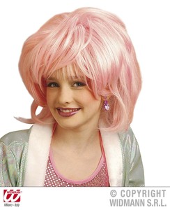 Childrens Short Baby Pink Wig Funky Disco Pop Star Fancy Dress