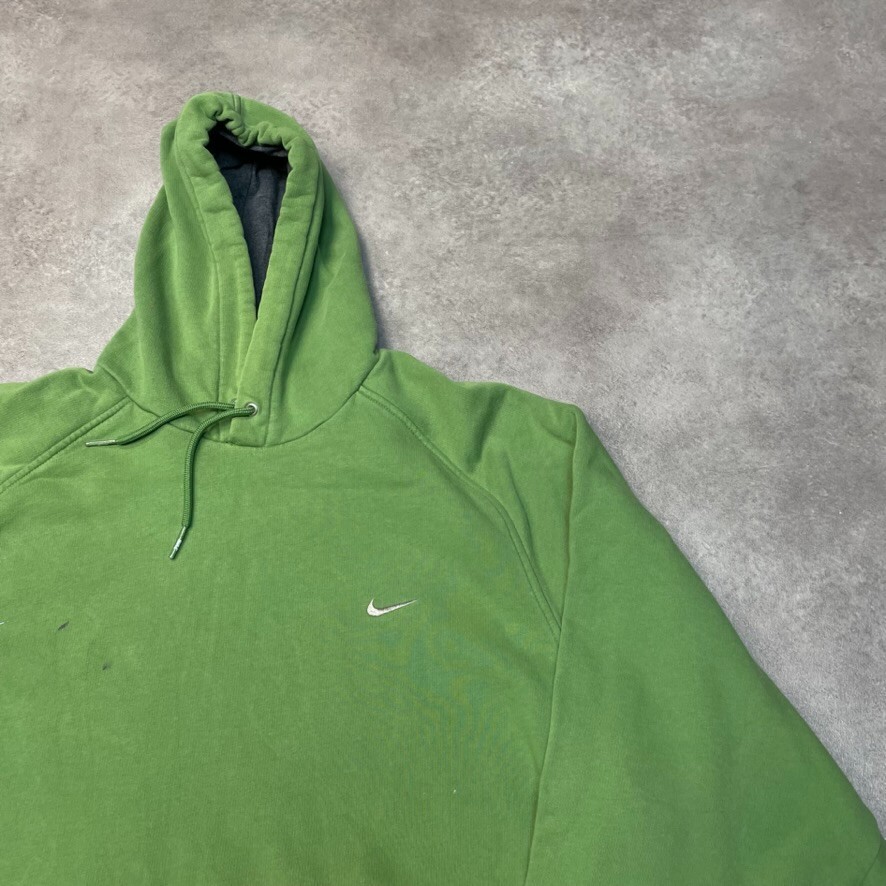 Nike Hoodie Mens Y2K Small Swoosh Vintage Pullover Sweatshirt, Green, XL image 2