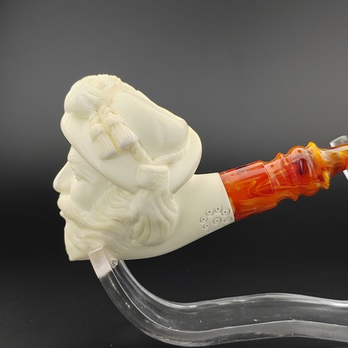 Cavalier Block Meerschaum Pipe,With Case,Unique Meerschaum Pipes - Picture 5 of 10