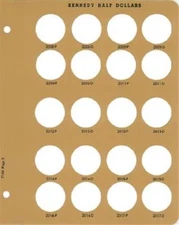 Dansco Album 7166 Replacement Page 5 Kennedy Half Dollars Coins 2008-P - 2017-D