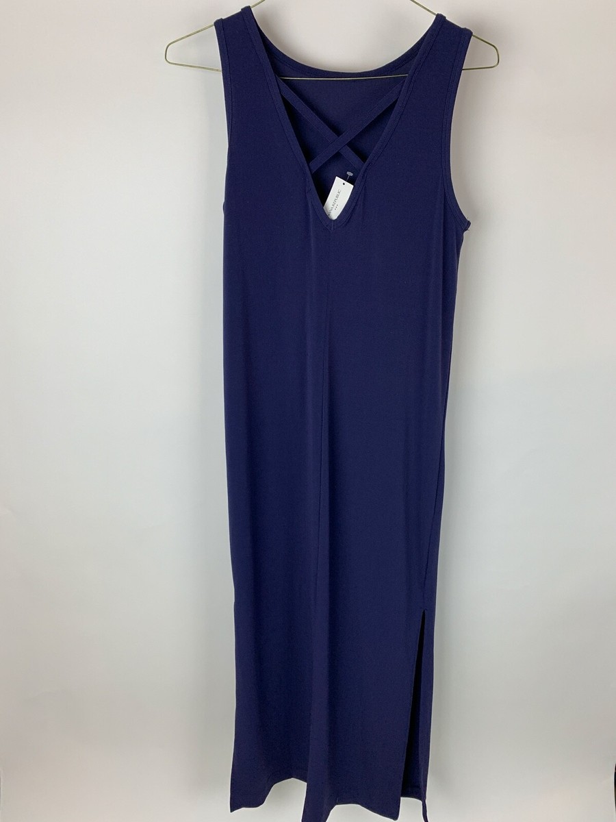 knee length dresses for ladies Banana Republic Navy/ Green Side Silky Sleeveless Maxi Dress 0 – newdsalem