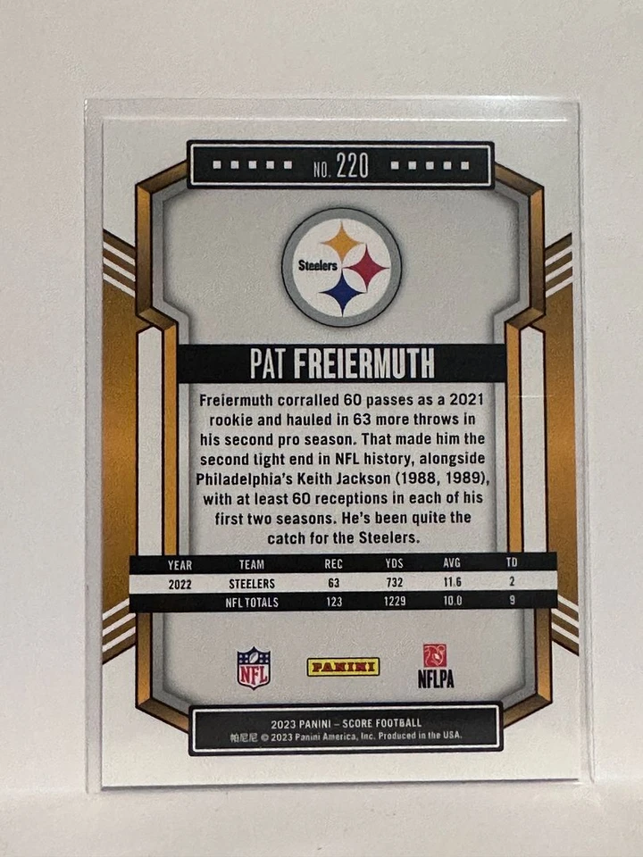 #220 Pat Freiermuth Pittsburgh Steelers 2023 Score Football Card - Image 2 of 2