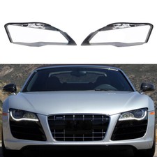 2PC Headlight Lens Cover Shell Lampshade Housing Seal Glue For Audi R8 2008-2015