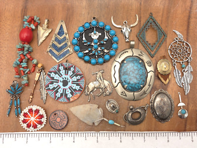 Vintage-Now 20 Piece Southwestern Native American Pendants Craft Jewelry Lot #2
