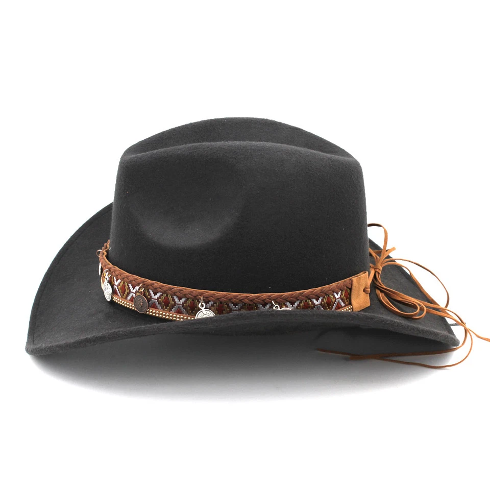 Sombrero de Vaquero Occidental para Niños Niñas Niños Gorra de Vaquera con Monedas Punk Banda para Sombrero Foto 4 de 4