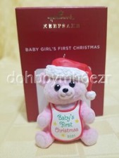 Hallmark 2021 Baby Girl's First Christmas Teddy Bear Ornament