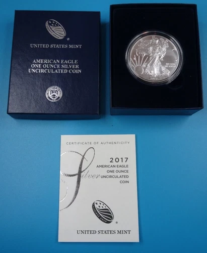2017-W American Silver Eagle Burnished 1 oz .999 US Mint $1 Coin OGP Box & COA