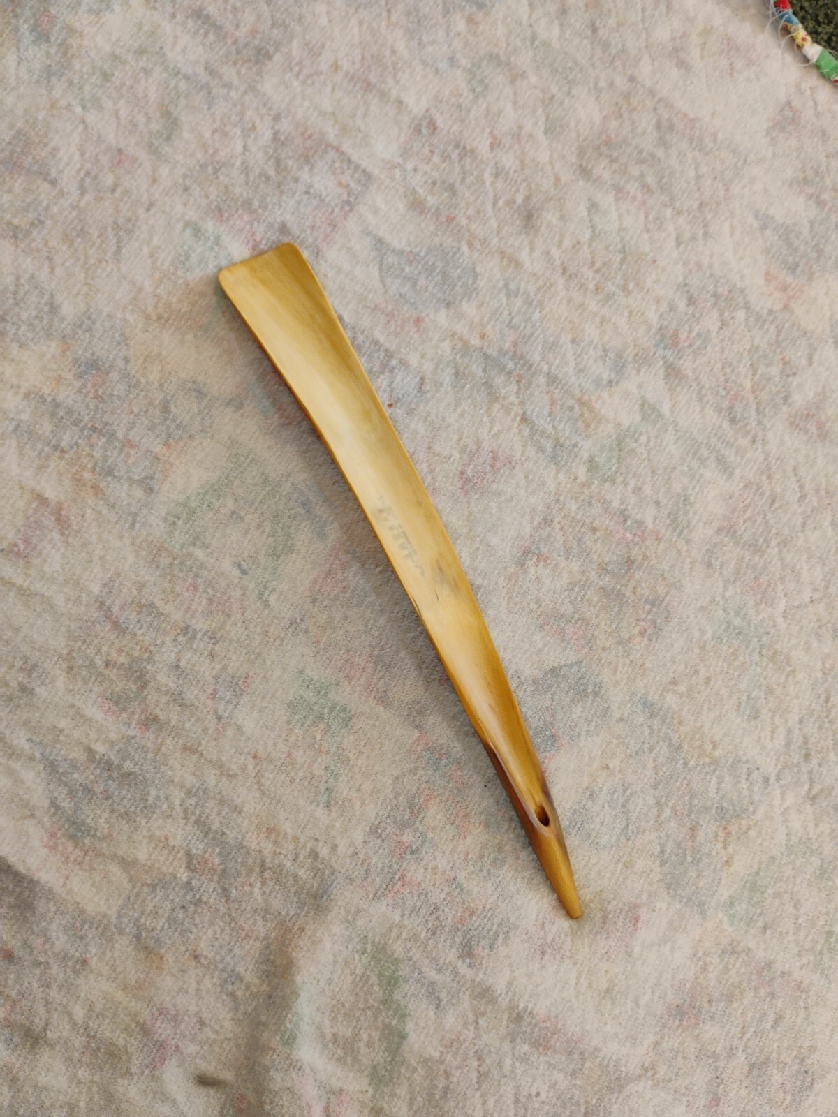 Vintage Saxone Ox Horn Shoe Horn Handmade In Scotland 15¼in Lanyard Hole Unique 