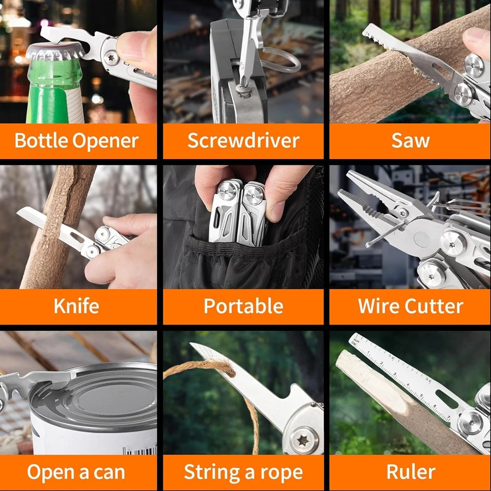 Multi Tool Pliers 16-in-1 Folding Knife Saw Screwdriver Scissors Bottle Opener Multi Tool Pliers 16-in-1 Folding Knife Saw Screwdriver Scissors Bottle Opener