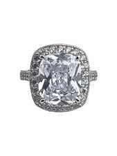 PAJ Sterling Silver CZ Ring Size 7 Hallo Surround Scroll Design