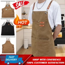 Mens Aprons Canvas Woodworking Vintage For Gardening Work Shop Apron Heavy Duty