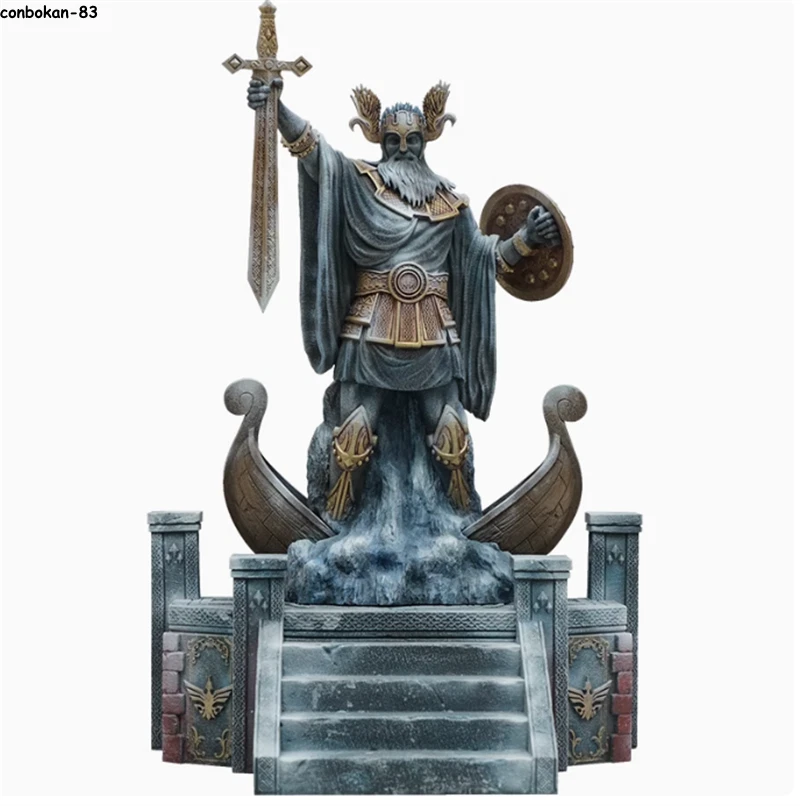 San Odín La Estatua Escena Nórdica Plataforma Resina Escultura Modelo Adorno Regalos Foto 4 de 4