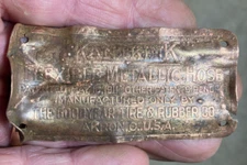Old Brass makers plate-Kantkink Flexible Metallic Hose-Goodyear Tire & Rubber Co