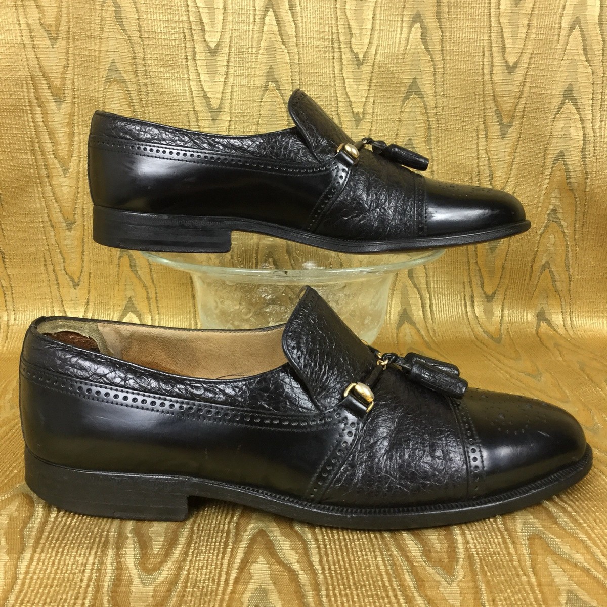 $475 MORESCHI Peccary + Calf Leather captoe/horsebit/tassel 