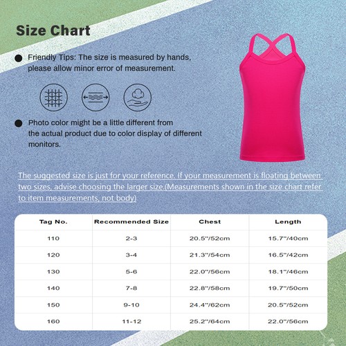 Girls Vest Slim Fit Shirt Kids Tank Top Casual Camisole Sport Tops Toddler Soft - Picture 29 of 91