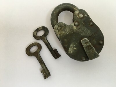 Lock Vintage Iron Padlock With 2 Key Rich Patina Made In India Collective Rusty