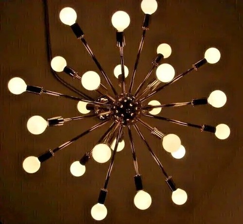 Mid Century Brass Sputnik StarBurst Chandelier Light Fixture Italian Ceiling
