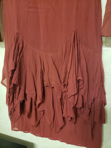 As-Is Antique FLAPPER 1920s vintage CHIFFON DRESS XS-Sm Sweetheart Sheer Ruffle - Picture 9 of 20