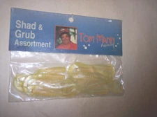 Vintage Manns Grub Lure 4 Inch Shad Grub Fishing Lure 12 Pk Chartreuse Grub Worm