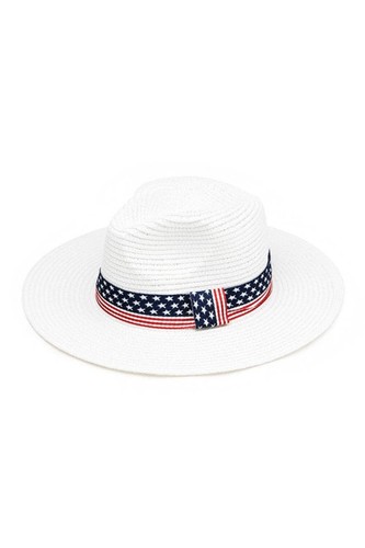 Americana Hat Band Straw Sun Hat - Picture 6 of 6