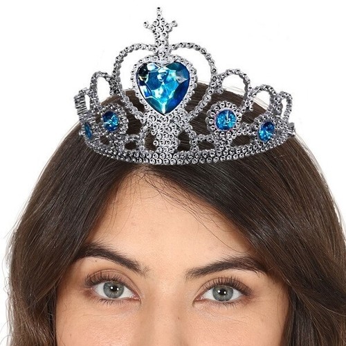 Disfraz Plegable Tiara Accesorio para Pelo Plata con Azul Gema Princesa Fg - Bild 4 von 5