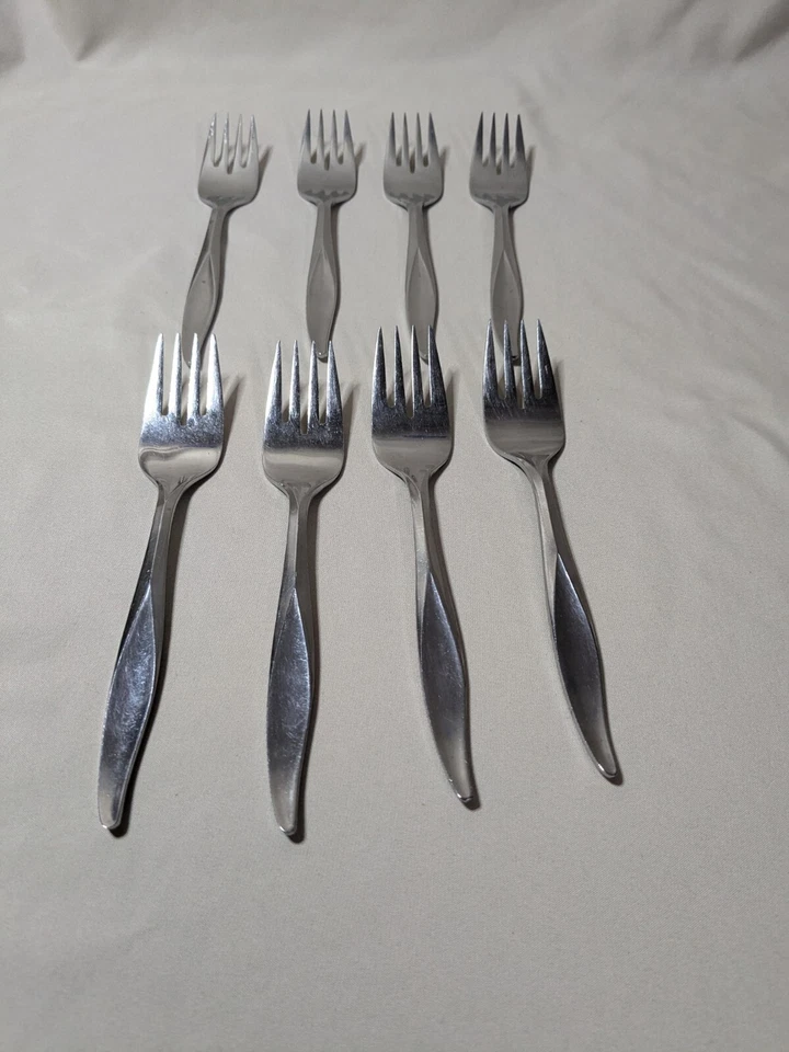 Juego de 8 tenedores de ensalada NASCO Flamingo Montego acero inoxidable Japón MCM 6 1/2" Foto 2 de 4