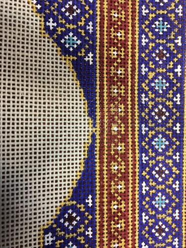 Lois Caron Pavilion Purse Needlepoint Canvas with threads 13 mesh 9"x18" - Picture 9 of 12