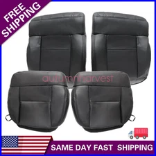 Driver &Passenger Bottom & Top Back Leather Seat Cover Black For 04-08 Ford F150