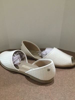 white peep toe flat shoes