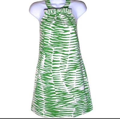 Trina Turk Green & White Halter Dress - Small(4) - EUC | eBay